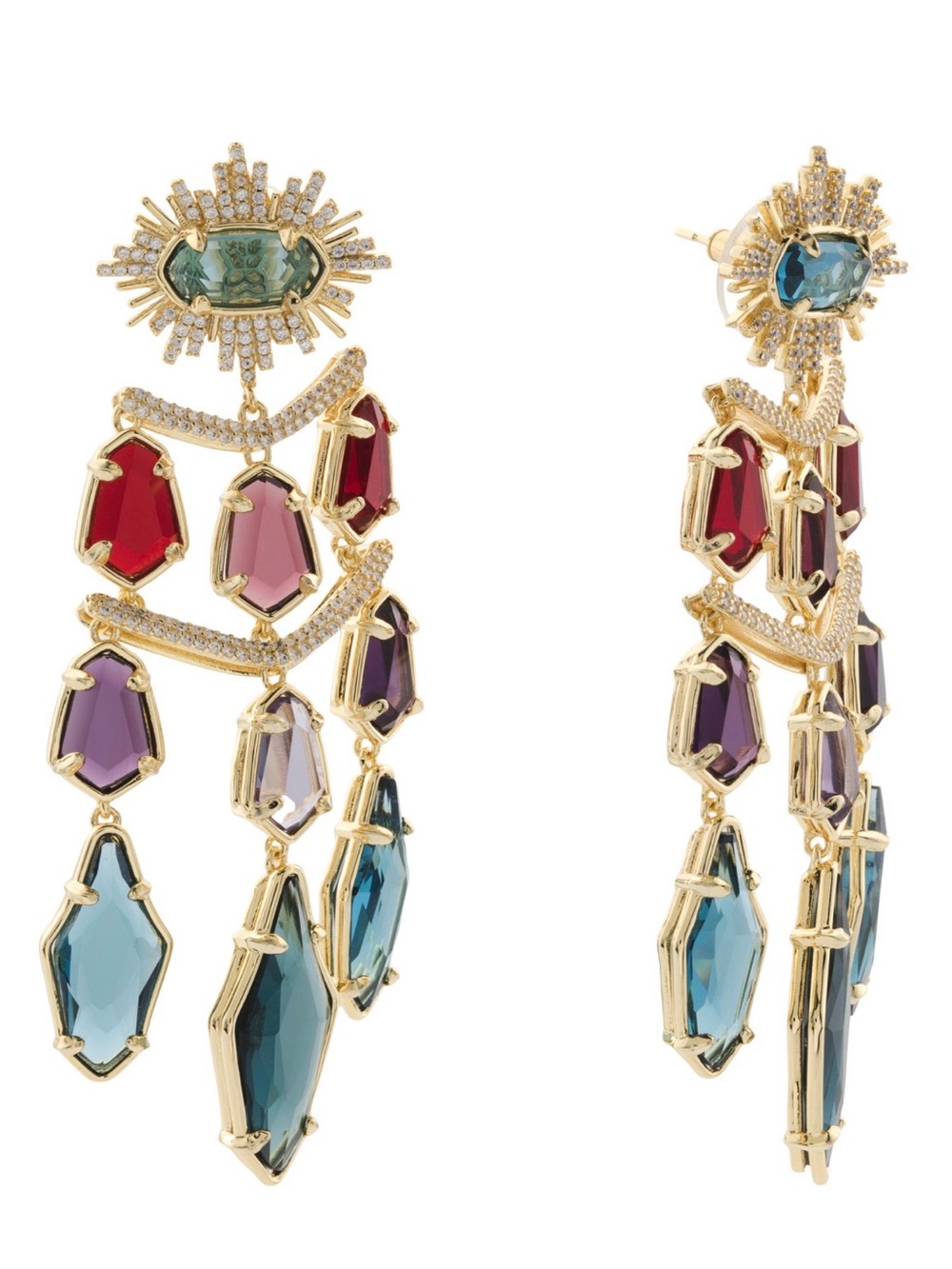 Kendra Scott Alexandria Gold Multi Tier Statement Earrings - Picture 3 of 4